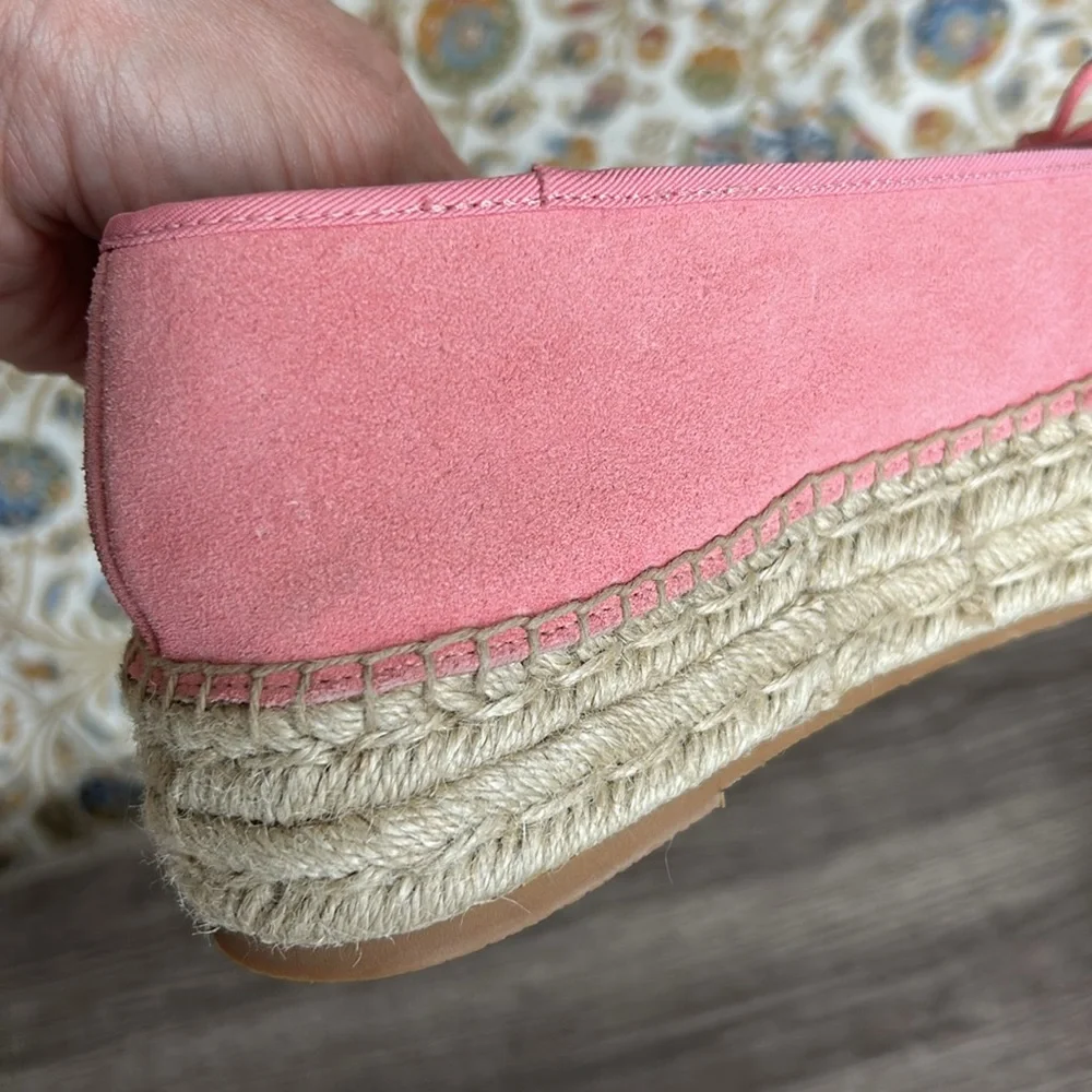 Talbots Pink‎ QUINN SUEDE PLATFORM ESPADRILLES Slip-On Bow Tie Shoes 7.5W